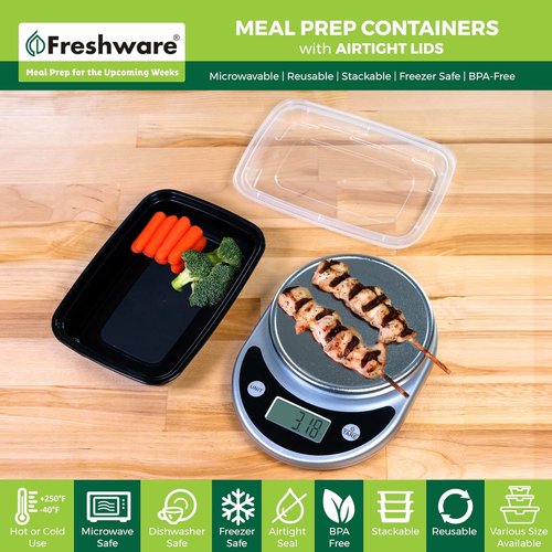 Freshware Meal Prep Containers - 50 Pack BPA-Free Food Storage with Lids | Stackable & Microwave Safe (16 oz)