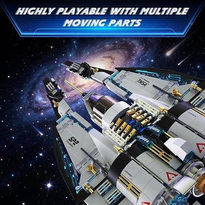 Spaceship Building Blocks Set for Boys Ages 8-12 STEM Space Toys for Kids to Assemble a Space Shuttle with Light Best Present for Boys and Girls Aged 8+ (739PCS)