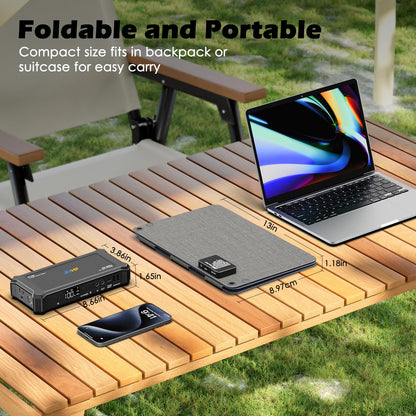 JIYHF Portable Power Station with 30W Foldable Solar Panel - 99.9Wh Backup Battery, 100W AC & 65W USB-C PD Fast Charging Ideal for Outdoor Work, Compatible with iPhone16 Series, iPad, MacBook, Laptop