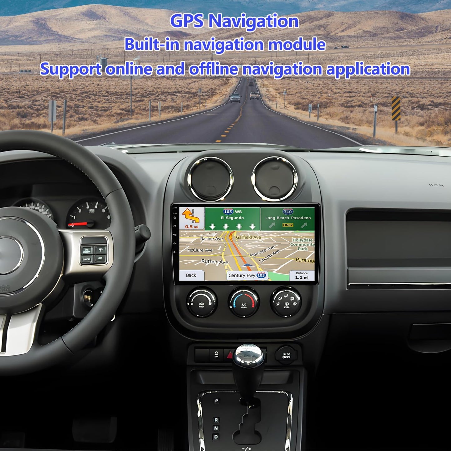 Car Radio for Jeep Patriot Compass 2010-2016: 4GB+64GB Android 14 Head Unit with Wireless CarPlay Android Auto - 10.2 inch Touchscreen Stereo GPS Navigation Bluetooth WiFi