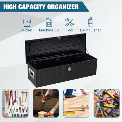 Garvee 39 in Heavy Duty Aluminum Diamond Plated Tool Box Pick Up Truck Bed RV Trailer Toolbox Square Storage Organizer with Side Handle, Lock and Keys, Waterproof -39 in x 13 in x 10 in