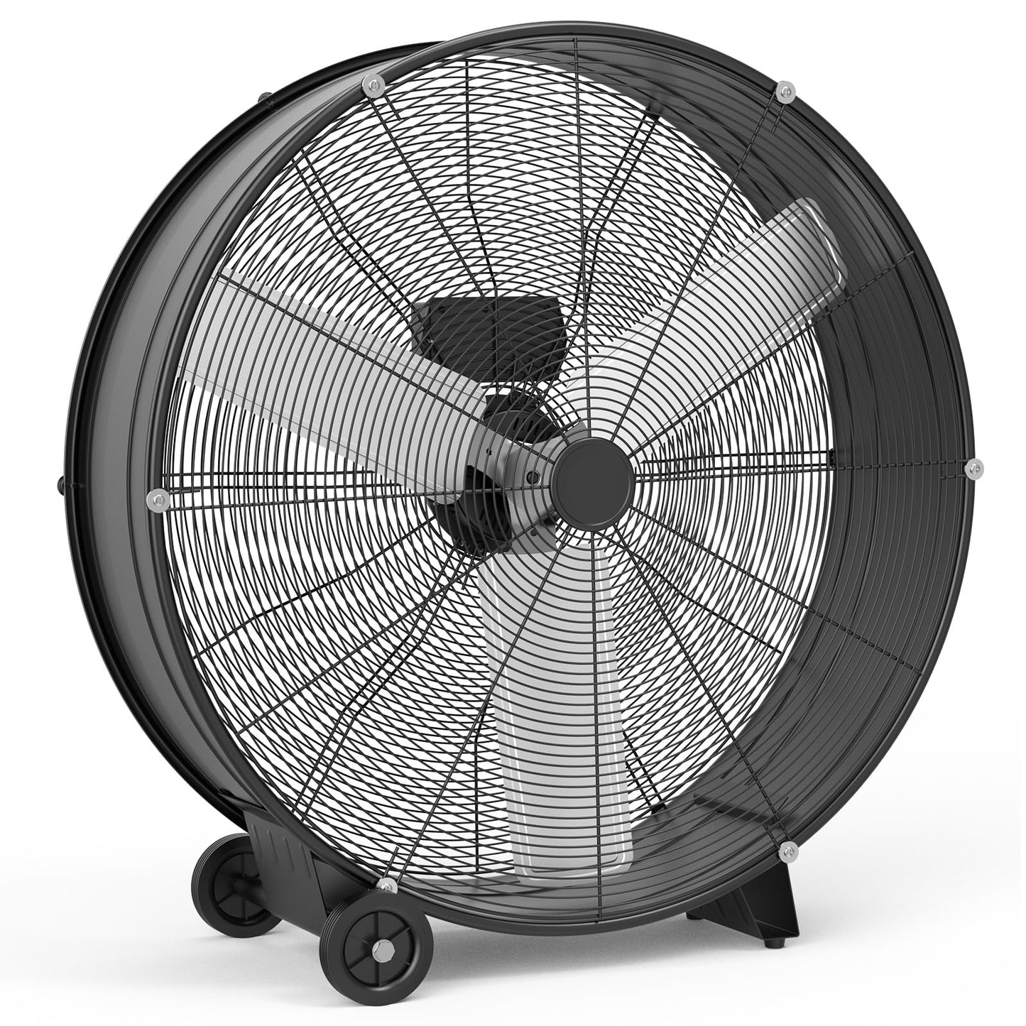 Takywep High Speed Air Circulator Fan, 30 Inch Heavy Duty Industrial Drum Fan - 6000 CFM 3-Speed Metal Floor Exhaust Fan - Portable with Rubber Casters and Handle for Warehouse, Garage, Workshop