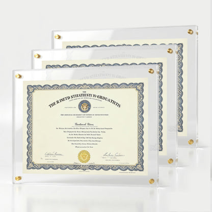Kalami 3 Pack 11x14 Acrylic Wall Mount Picture Frame Self Adhesive, Floating Frameless Clear Photo Frame for Diploma Certificate Degree Document Display Gallery Wall-Full Frame Size 12.4x15.4