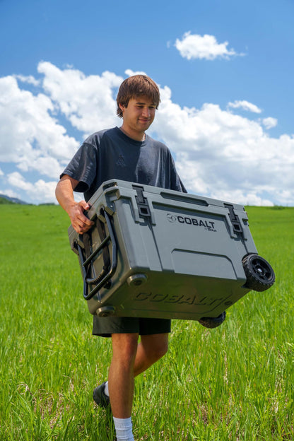 Cobalt 55 Quart Roto-Molded Super Ice Cooler | Large Ice Chest - Long Term Ice Retention | (White (Wheeled))