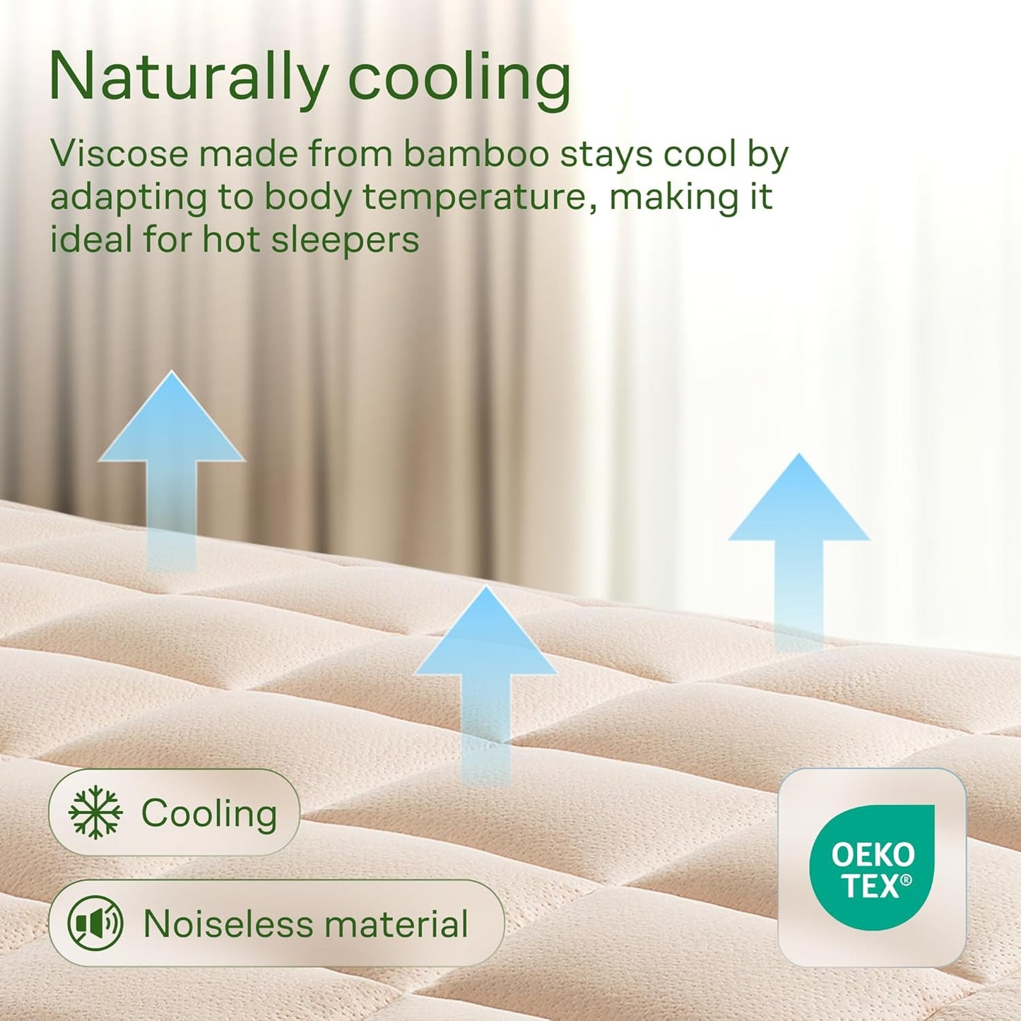 Niagara Sleep Solution Ultra Soft Mattress Topper - Bamboo Viscose Pillow Top for Back Pain Relief | Queen Size, Beige