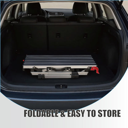 Folding Work Platform, 660 Lbs Heavy Duty Load Capacity, Portable Aluminum Drywall Step Bench, Non-Slip Hop Up Stool for Car Washing, Painting & Home DIY, 37.8" x 11.8" x 19.7"