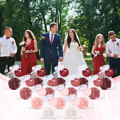 Treela 50 Set Flower Candles Wedding Favor for Guests Mini Burgundy Rose Shaped Tealight Candles for Return Gift Wedding Birthday Bridal Shower Housewarming Party