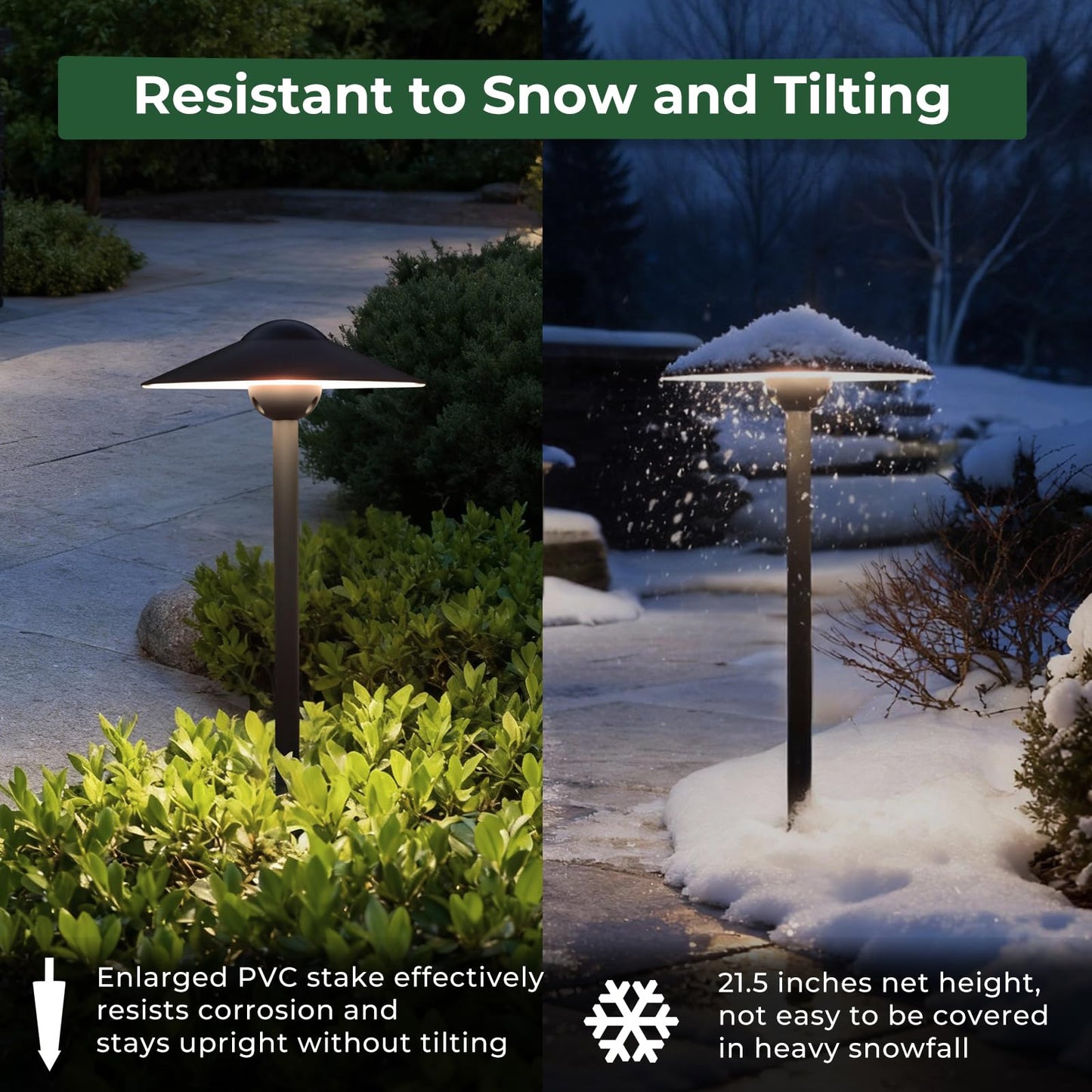 Gardencoin Low Voltage Pathway Lights (8.5'' Shade, 21.5'' Tall)，12V Outdoor LED Landscape Path Lights Wired, Aluminum Pathway Lighting with 3W 2700K Replaceable Bulb for Walkway Garden Yard, 6 Pack