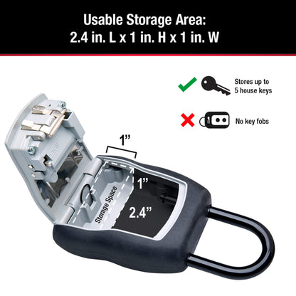Master Lock Key Lock Box for House Keys – Outdoor Portable Combination Lockbox with Resettable 4 Digit Code, Weather Resistant Durable Metal Body, Holds 5 Keys, 5400EC5, Black, 5 Pack