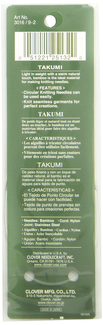 CLOVER Bamboo Circular Knitting Needles Takumi, 9-Inch Size 2 - 407857