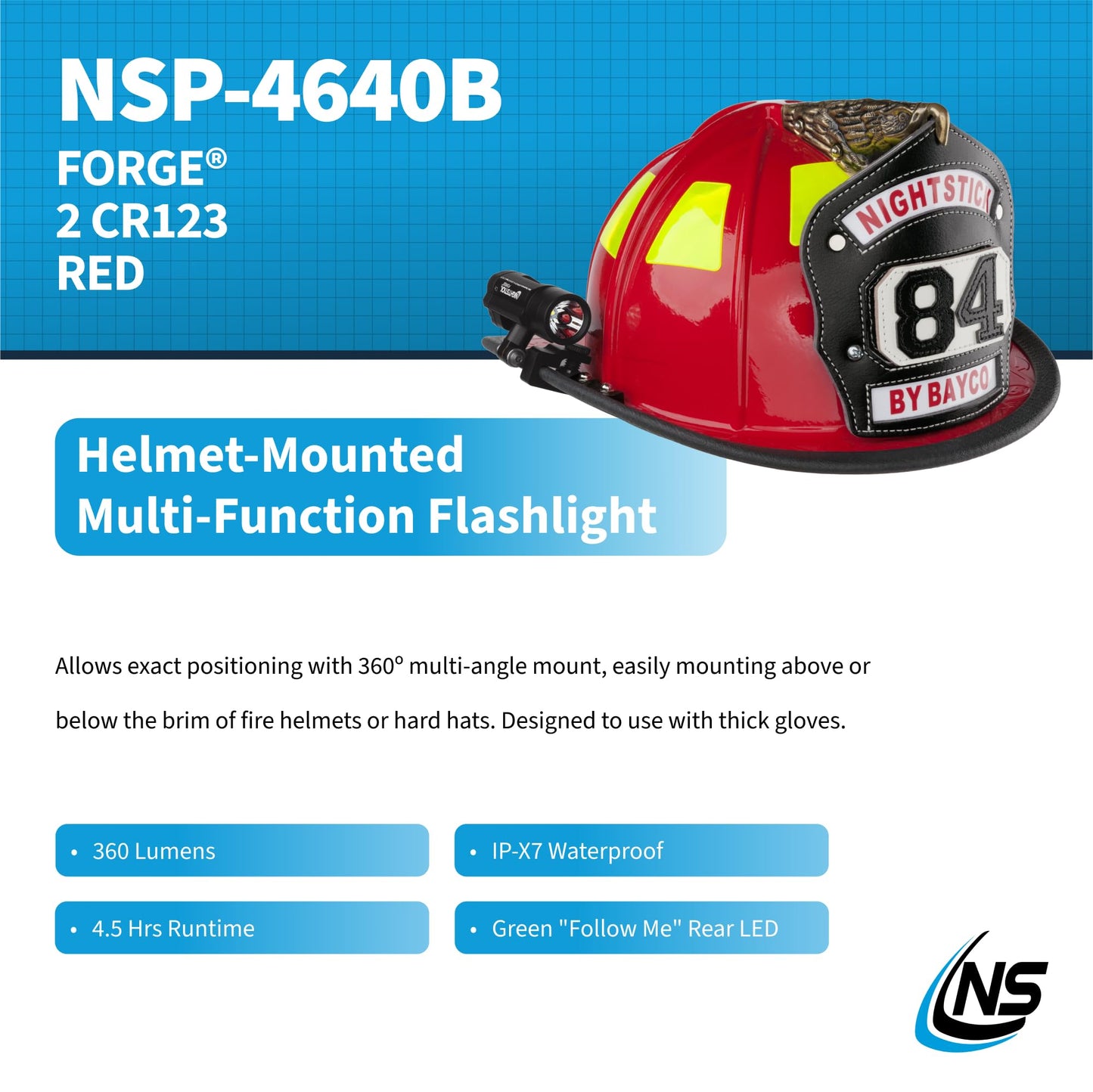 Nightstick NSP-4640B Forge™ Helmet-Mounted Multi-Function Flashlight