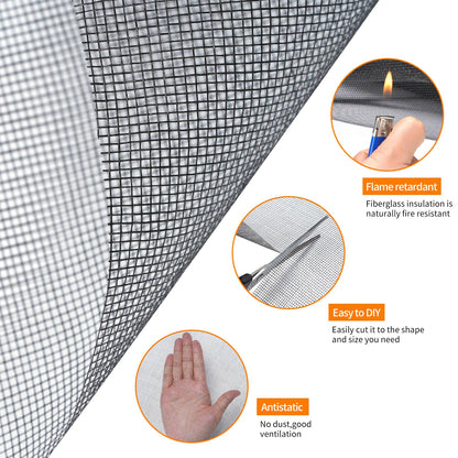 Fiberglass Window Screen Roll 96” x 100’ Easy to Use Black Replacement Window Screens for House Windows or Door