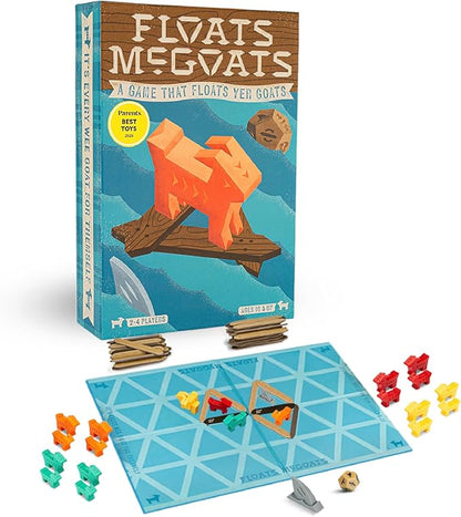 Hootenanny Games Floats McGoats Board Game | Build a Raft &amp Save Your Goats | Perfect for Family Games | 2-4 Players Ages 10+