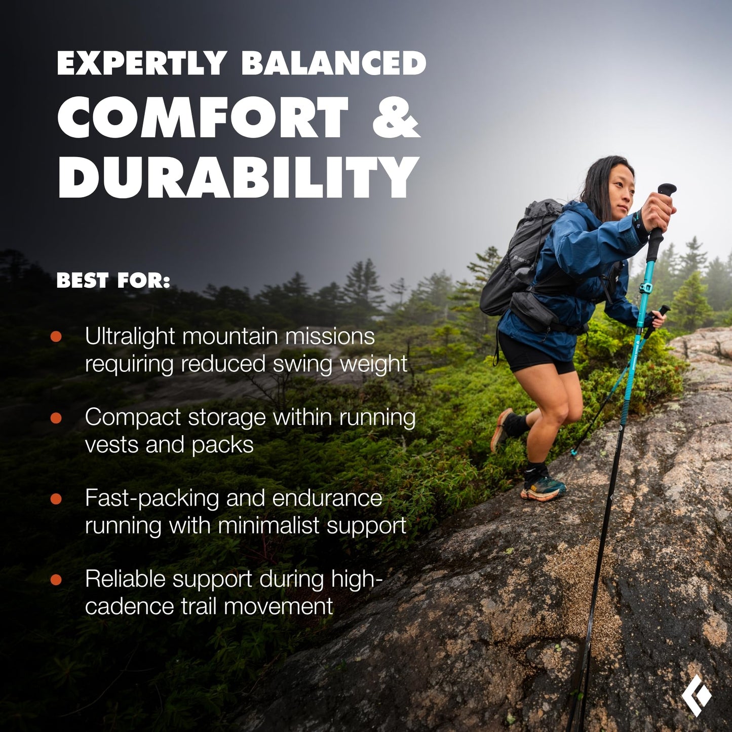 BLACK DIAMOND Distance FLZ Trekking Poles (Pair) | Aluminum Adjustable Z-Pole Design | FlickLock | Lightweight Poles for Hiking & Trail Running | Pewter | 125 cm