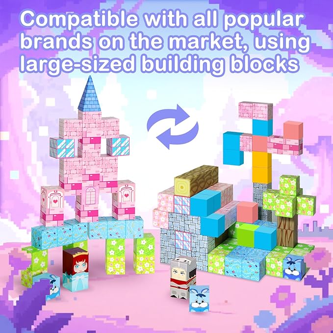 100PCS Magnetic Blocks Magnetic Building Blocks STEM Constructions Magnet Blocks for Boys Girls Age 3 4 5 6 7 8 9 10 Sensory Stacking Toy Christmas Birthday Gifts for Kids