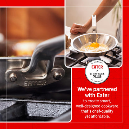 Heritage Steel Eater Series 8.5 Inch Frying Pan | Made in USA | 5-Ply Fully Clad Stainless Steel | Stay Cool Handle Design | Induction Ready & Non-Toxic