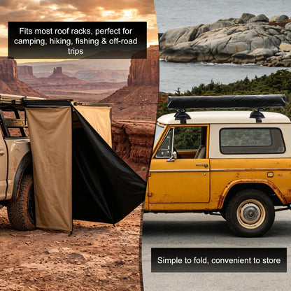 5.6FT x 3.3FT Portable Shower Awning Tent for Vehicle Side Use, 420D Waterproof Outdoor Bathroom with Dry-Wet Separation, Multi-Function Camping Shower Room & Privacy Shelter for SUV, Truck, Overlan