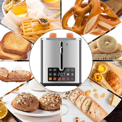 Skiennix Touch Screen Toaster - 2 Slice Stainless Steel Smart Toaster with LCD Display & 6 Shade Settings