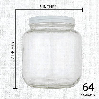 Half Gallon Glass Large Mason Jar Wide Mouth with Airtight Metal Lid - 1/2 Gallon Mason Jars - BPA-Free Glass Jar with Lid - Dishwasher Safe- By Kitchentoolz - Made in USA