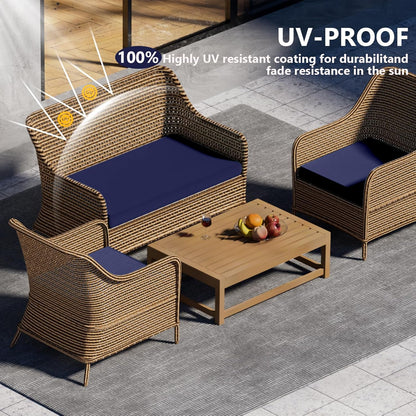 Outdoor Patio Seat Cushions by [Brand Name] - Weather & Fade Resistant | 3-Pack Anti-Slip 4-Seater Wicker Sofa Cushions
