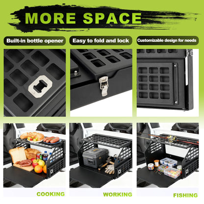 Turmaul Tailgate Table w/Molle Panel Compatible with Jeep Wrangler 2007-2017 JK JKU 2018-2023 JL JLU 2/4 Door Rear Door Foldable Cargo Shelf Storage Rack Camping Travel Cooking Outdoor Accessories