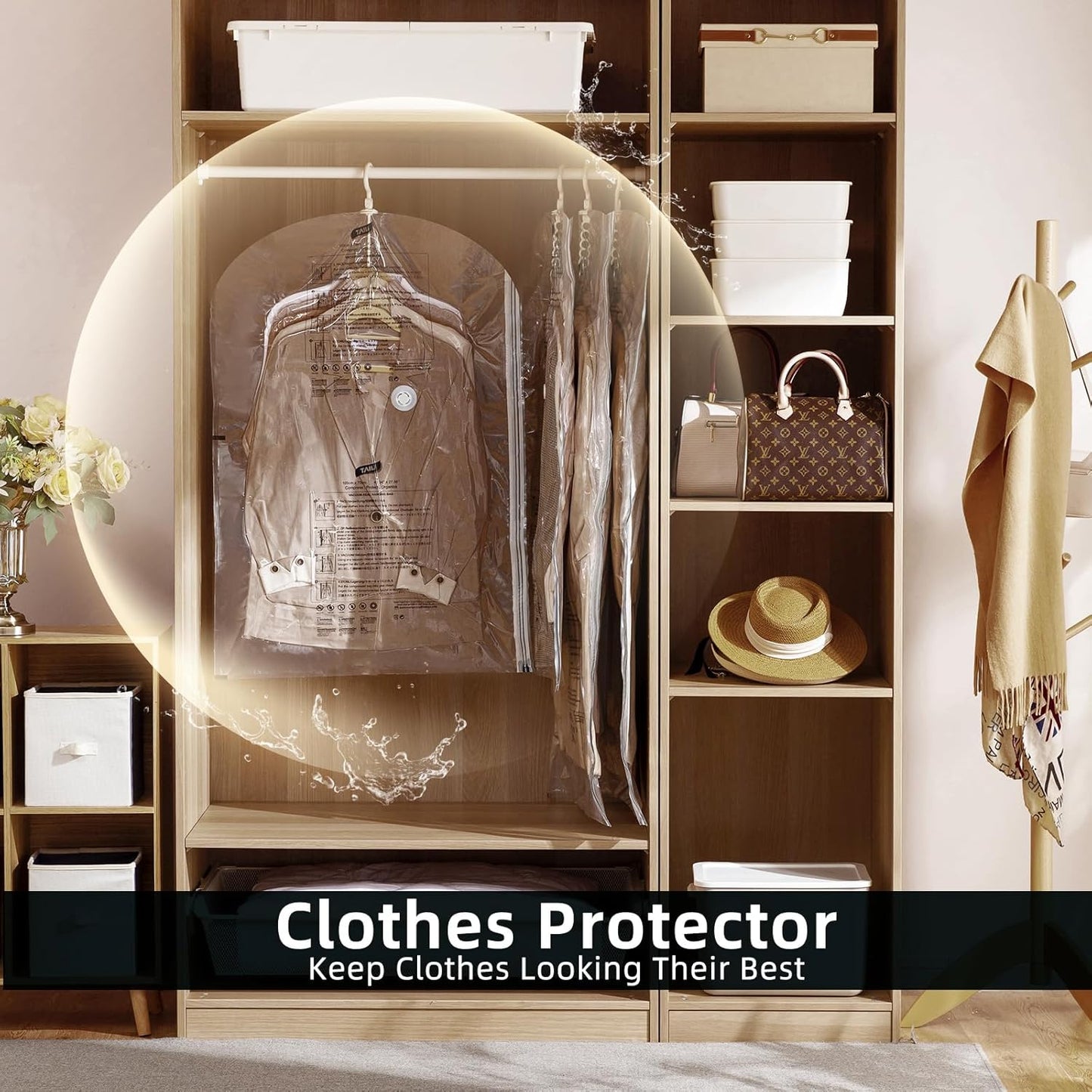 TAILI Vacuum Storage Bags - Space Saver for Clothing, Suits & Jackets | 3 Long & 3 Short Clear Bags
