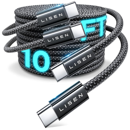 LISEN for iPhone 16 15 USB C to USB C Fast Charging, 60W USB C Cable Type C Fast Charging Cable for iPhone 16 15,Samsung Galaxy S25 Ultra Plus S24 S23 iPad Pro 13 12.9inch, iPad Air 5,White 3Pack 6FT