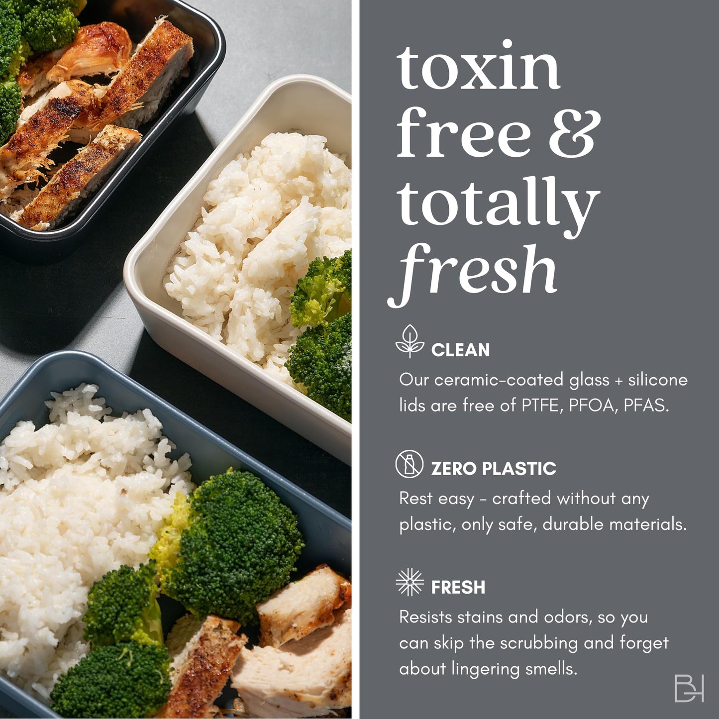 BRIVARA HOME 20-Piece Glass Food Storage Containers Set with Lids (10 Containers + 10 Lids) | Microwave-Safe Airtight Seal, Oven-Safe Ceramic-Coated Glass | Zero Plastic, No PFAS/PFOA/BPA [Crema]