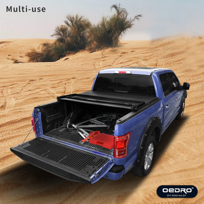 oEdRo Upgraded Soft Tri-fold Truck Bed Tonneau Cover On Top Compatible with 2007-2013 Chevy Silverado 1500 / GMC Sierra 1500 with 5.8 Feet Bed, Fleetside