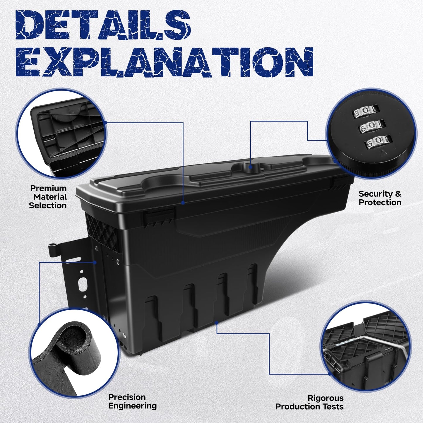 Orceed Driver Side Truck Bed Storage Tool Box Lockable, Fit for Chevrolet Silverado & GMC Sierra 1500 2019-2020, Rotatable Tool Box, Waterproof, Combination Lock