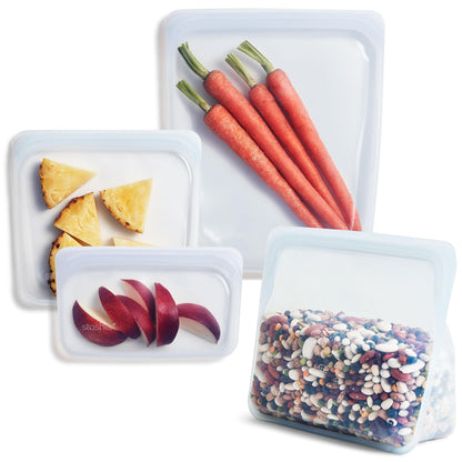 Stasher Premium Silicone Reusable Food Storage Bags, 4-Pack, Endangered Seas, Multi-Use Food Storage Bags, Lunch Bag, Travel Containers, BPA Free, Leak-free, Dishwasher-Safe, Eco-friendly
