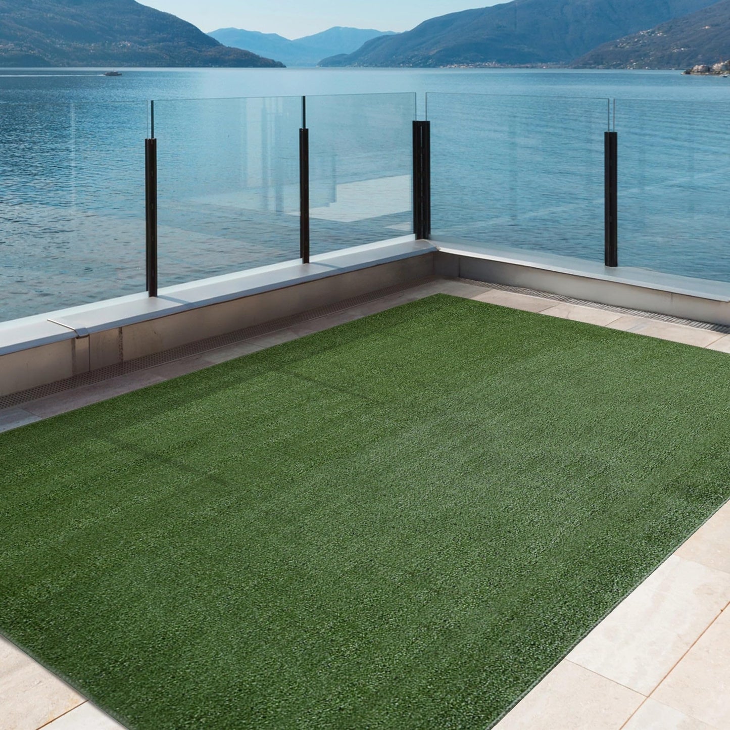 iCustomRug Synthetic Grass Rug – 12 x 15ft Lawn Green Turf Carpet for Patios, Yards, Boats, Camping – Indoor/Outdoor Use