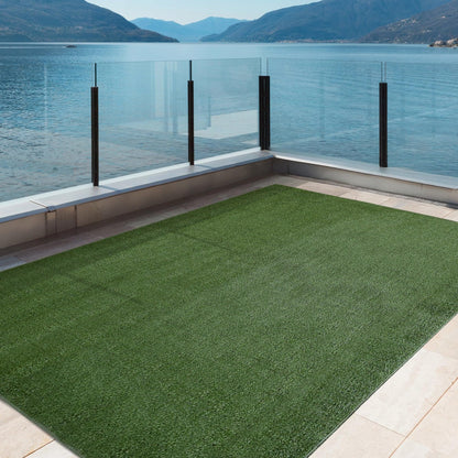 iCustomRug Synthetic Grass Rug – 12 x 15ft Lawn Green Turf Carpet for Patios, Yards, Boats, Camping – Indoor/Outdoor Use