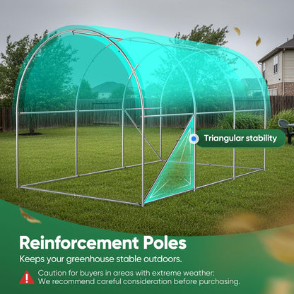 Quictent 10x7x7 FT Essential Greenhouse for Outdoors, Portable Walk-in Tunnel Hoop House with 6 Screen Windows & Zipper Door, Heavy Duty Frame for Garden Plant Vegetable, White