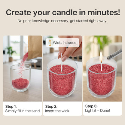 comforder Unscented Candle Sand with Wicks, Pearled Candle, Wax Granules, 14oz Sand Wax Granules + 4 Wicks (Red)