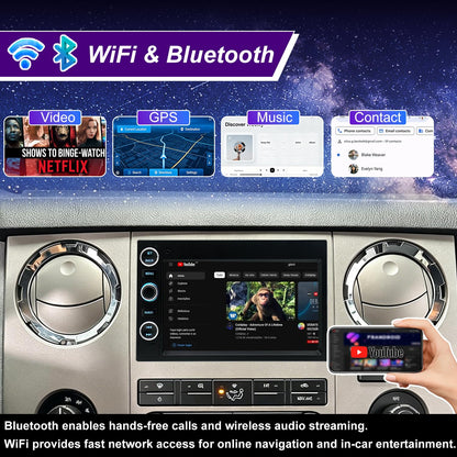 5GWiFi Radio for Ford F150 2004-2008, F250/F350 2006-2016, E150/E250/E350 2009-2014, Edge 2007-2010, Escape 2008-2012, Mustang Fusion Expedition Explorer 7"Touchscreen Stereo Carplay Android Auto GPS