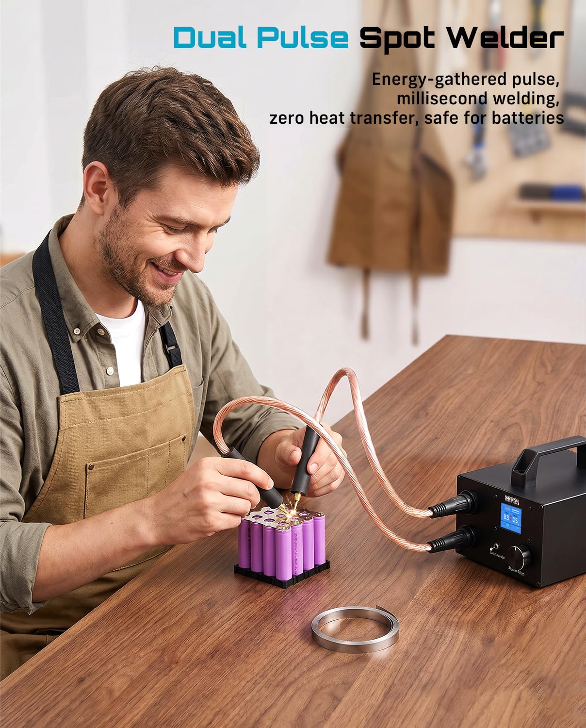 SEESII 10KW Capacitive Battery Spot Welder: 12V Power Supply Available, Spot Welding Machine with Low Internal Resistance, Overvoltage Protection, for Battery Packs DIY & Repair