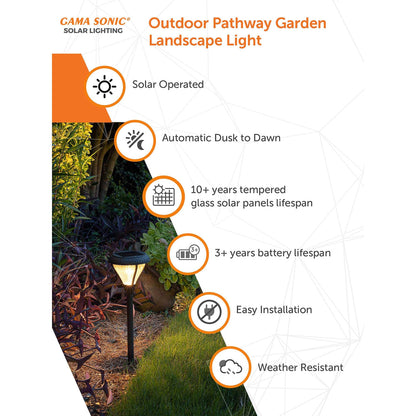 Gama Sonic Premier Outdoor Pathway Garden Landscape Light with 2 Color LEDs, Warm White and Bright White, Black, Heavy Duty Cast Aluminum, 50 Lumens, 4-Pack (239iP490080)