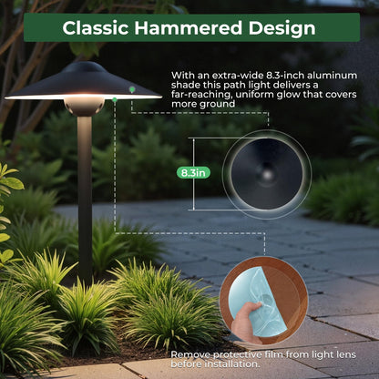 Gardencoin Low Voltage Pathway Lights (8.5'' Shade, 21.5'' Tall)，12V Outdoor LED Landscape Path Lights Wired, Aluminum Pathway Lighting with 3W 2700K Replaceable Bulb for Walkway Garden Yard, 6 Pack
