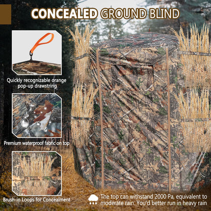Kalkal Hunting Blind with Full Open Door, 2-3 Person 300° See Through Hunting Blind with Portable Bag, Stable 6-Sided Pop Up Ground Blind for Deer Turkey Bear Hunting