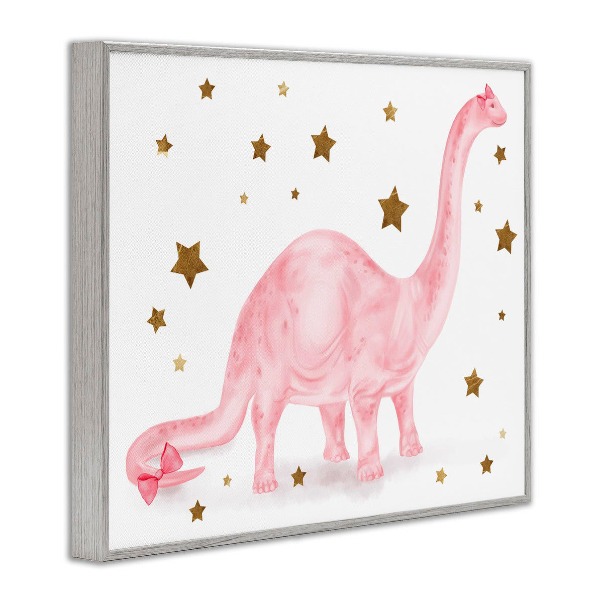Stupell Industries 'Pink Dinosaur with Gold Stars'| Framed Giclee Art