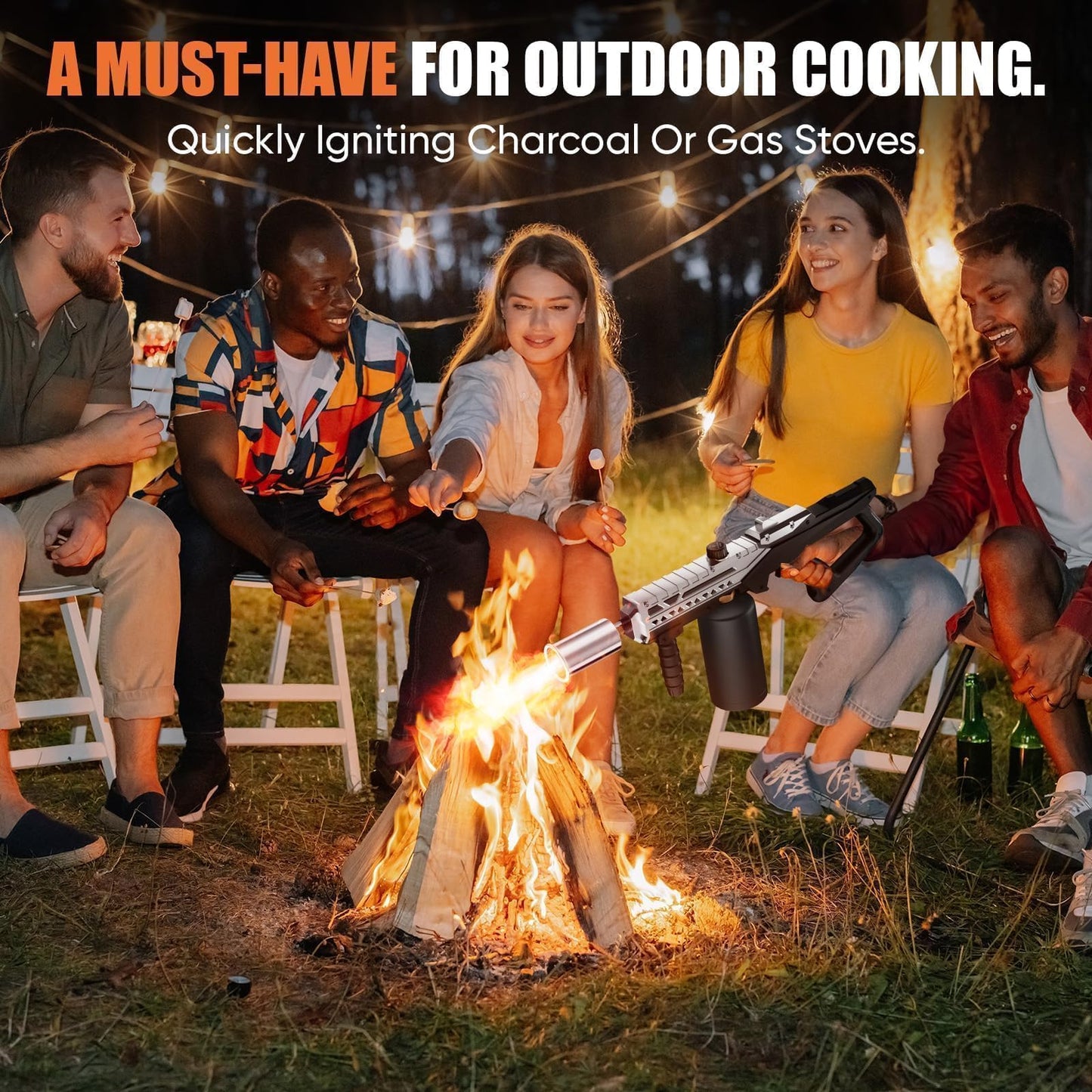 Koackl Powerful Propane Torch Gun 2 Pack, Kitchen Torch with Adjustable Flame, Flamethrower Blow Torch Gun, Gas Welding Kits for BBQ, Searing Steak, Camping & Charcoal Torch Lighter(Tank Not Included)
