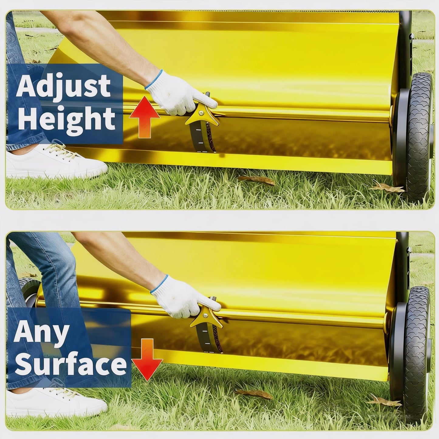 26-Inch Push Lawn Sweeper, Extra-Wide 4-Brush Yard Sweeper with 7 Cu.ft. Mesh Collection Bag, Heavy-Duty Steel Frame, Height-Adjustable Leaf & Grass Sweeper for Lawn, Yard, Sidewalk & Driveway