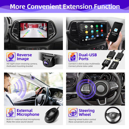 CGOGC for Jeep Compass 2017-2020 Radio Compatible with Wireless Carplay Android Auto TouchScreen Car Stereo Upgrade Bluetooth GPS FM/AM WIFI Navigation Backup Camera Multimedia Player 8-Core Head Unit