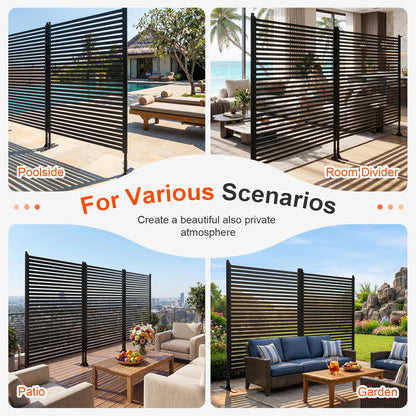 70.87" H x 47.24" W Outdoor Privacy Screens, Metal Fence Privacy Screen, Freestanding Decorative Privacy Screen with Base Feet for Patio Balcony Garden Backyard