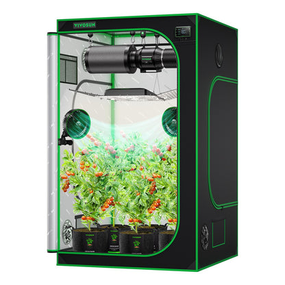VIVOSUN S448 4x4 Grow Tent, 48"x48"x80" High Reflective Mylar Grow Tents with Observation Window and Floor Tray for Indoor Plant Growing Tents for Lumalight/Aerolight