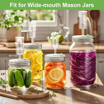 4-Pack Fermentation Kit for Wide Mouth Mason Jar, Included 4 Glass Fermenting Weights, 4 fermentation Lids, 4 Airlocks, 5 Silicone Rings, 5 Silicone Grommet, Pen Stickers Rope (Jars not Included)