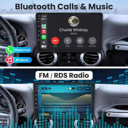 Car Stereo Radio for Jeep Wrangler JK 2007-2017 Grand Cherokee Compass, Android 13 4GB+32GB 10.1 inch Touchscreen with Wireless CarPlay Android Auto, GPS, WiFi, AM/FM, Backup Camera