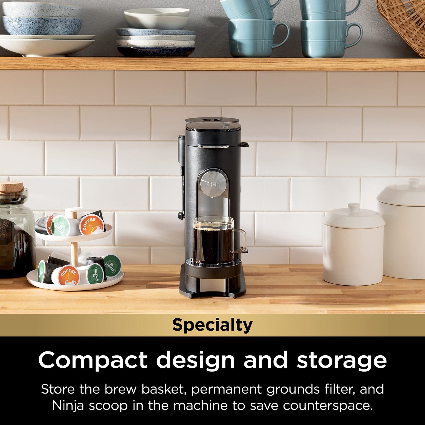 Ninja Pod & Grounds Specialty Single-Serve Coffee Maker bundled with the Blast Portable Blender, Cordless, 18oz. Vessel, Personal Blender for Shakes & Smoothies, Leakproof-Lid & Sip Spout