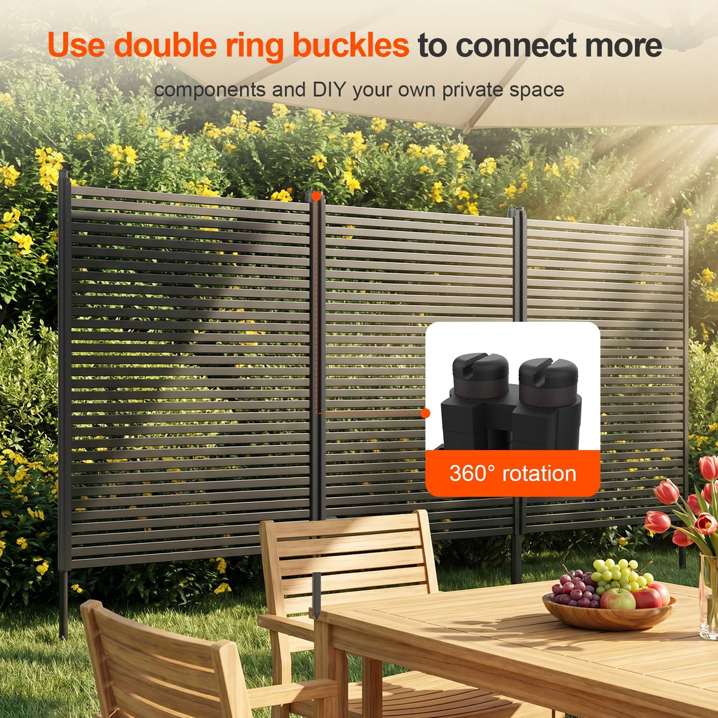 70.87" H x 47.24" W Outdoor Privacy Screens, Metal Fence Privacy Screen, Freestanding Decorative Privacy Screen with Base Feet for Patio Balcony Garden Backyard
